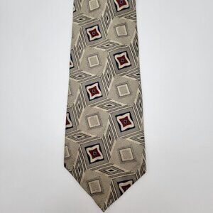 Talbott Studio Geometric Woven Textured Silk Tie Grey Necktie Made in USA